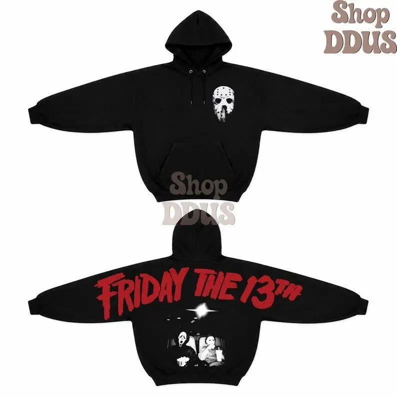 Jason Ghostface Michael Myers Hoodie, Classic Slasher Horror Sweatshirt, Halloween Movie Fan Graphic Pullover