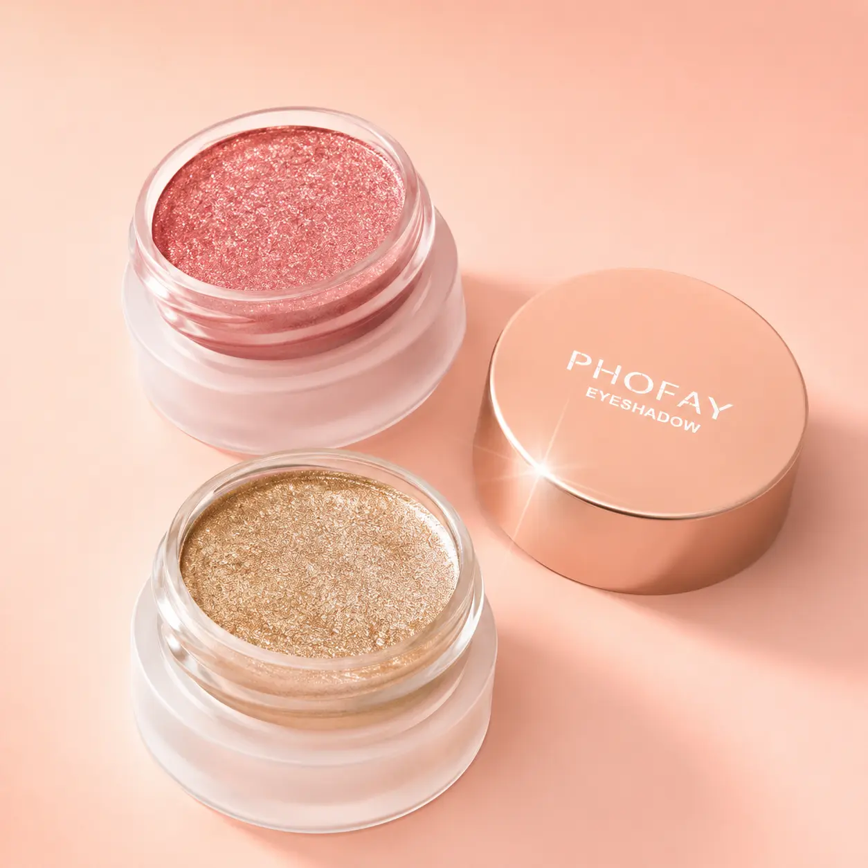 PHOFAY single multi-chrome eyeshadows, sparkly shimmer glitter eyeshadow, iridescent shimmer, talc free, holographic ,color-shifting, metallic iridescent shimmer shadow duochrome
