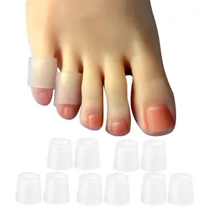 10 Pack Pinky Toe Protectors & Sleeves Gel Toe Covers for Corns, Blisters, Ingrown Toenails & Hammer Toes, Anti-Friction Cushion Guards, Translucent