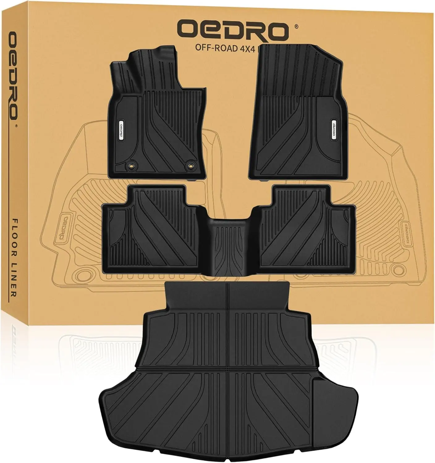 YITAMOTOR Floor Mats & Cargo Mat Fit for 2025 Toyota Camry (Include Hybrid), TPE All Weather 1st & 2nd Row Car Mats Accessories