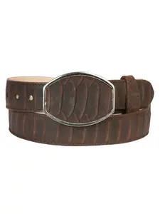 Brown Python Print Western Belt with Silver Buckle