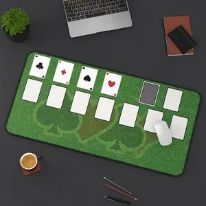 Klondike Solitaire Desk Mat Large Classic Card Game Keyboard Laptop Mouse Pad