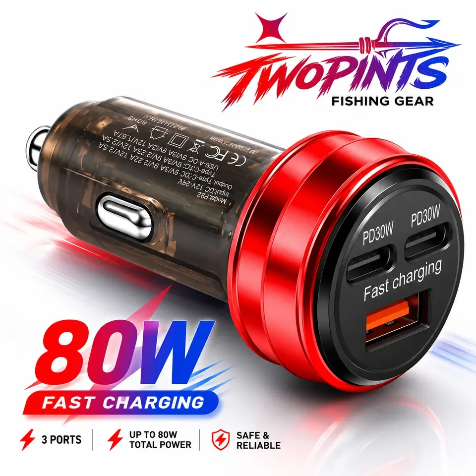 3-Port 80W Fast-Charge Car Charger