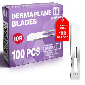 Stainless Steel 10R Dermaplaning Razor Pack of 100 Dermaplaning Blades