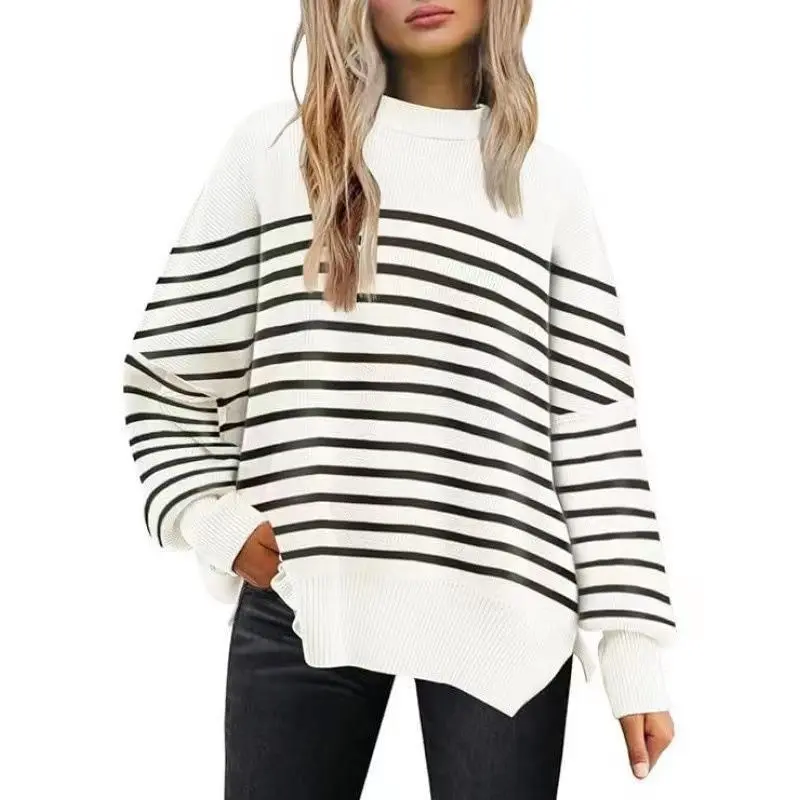 Women's Crewneck Batwing Longsleeve Ribbed Knit Sweater Tunic - Side Slit, Tunic Cut, Minimalist, Burgundy, Machine Washable, Casual Fall Winter Sports Outerwear, Chic Basic Streetwear Garment, Sweaters