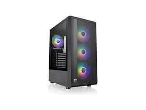 Thermaltake S200 Plus TG ARGB Black ATX Tempered Glass Mid Tower Gaming Computer Chassis with 120mm ARGB Lite Front Fan Pre-Installed CA-1X2-00M1WN-01