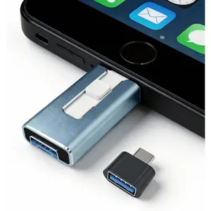 Flash Drive for Phone 512GB, 4 in 1 Photo Stick with  Chip, External Storage Compatible with Phone pad Pro Air, Android (OTG),  PC, Memory Stick for Photos Docs Backup (Blue)