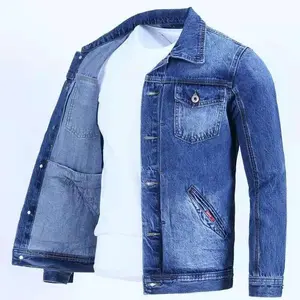Men’s autumn denim jacket/coat with buttons — loose fit, Korean fashion, light color, Joker style, new arrival, long sleeves (tops).