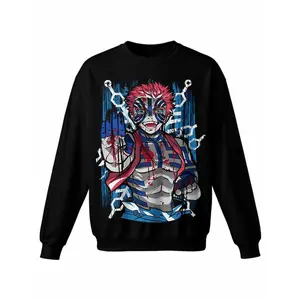Demon Slayer Crewneck Sweatshirt - Stylish Stretchy Cotton Blend Fabric Cloth, Menswear & Women's Loose Fit Long Sleeve Pullover, Comfy Casual Graphic Top, Father's Day Gift TTK00574