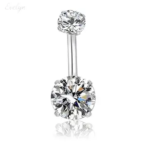 Minimalist CZ Belly Button Ring,  Steel Screw-Back Navel Piercing Jewelry, Lightweight Stud for Beach, Casual & Festival Looks