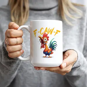 F-Caw-F Mug, 11 oz Ceramic F Caw F Coffee Mug, Hidden Message Coffee Cup, F-Caw-F, Secret Message Cup, Sarcastic Gifts, Sassy Rooster, White Elephant Gag Gift funny day gift mother latte bottle cute naughty office