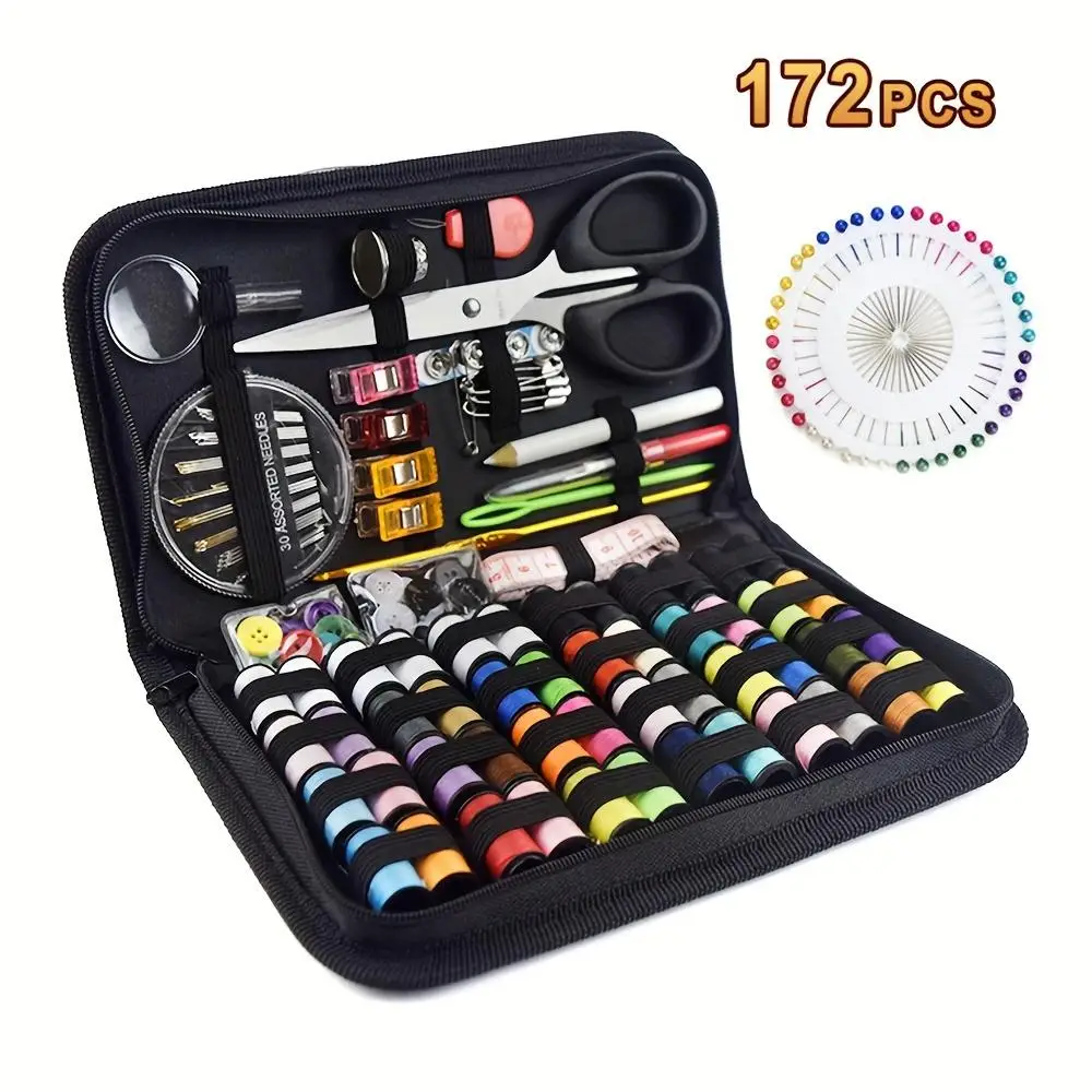 Portable Sewing Kit, 172pcs/box Multifunctional Sewing Tool with Storage Case, Sewing Supplies for Home & Travel, Funny Gift for Embroidery Enthusia
