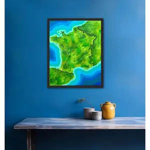 France 🇫🇷 - 16x20 Fine Art Map made with Acrylic & Resin on Canvas