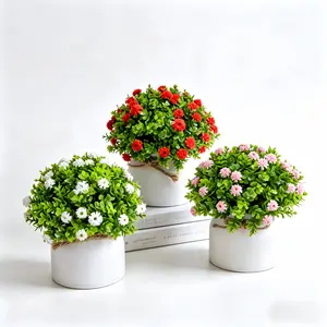 3pcs Mini Artificial Plant Pots, Realistic Plastic Material, No Watering Needed, Perfect for Desk, Office, Home, Wedding, Holiday Decor