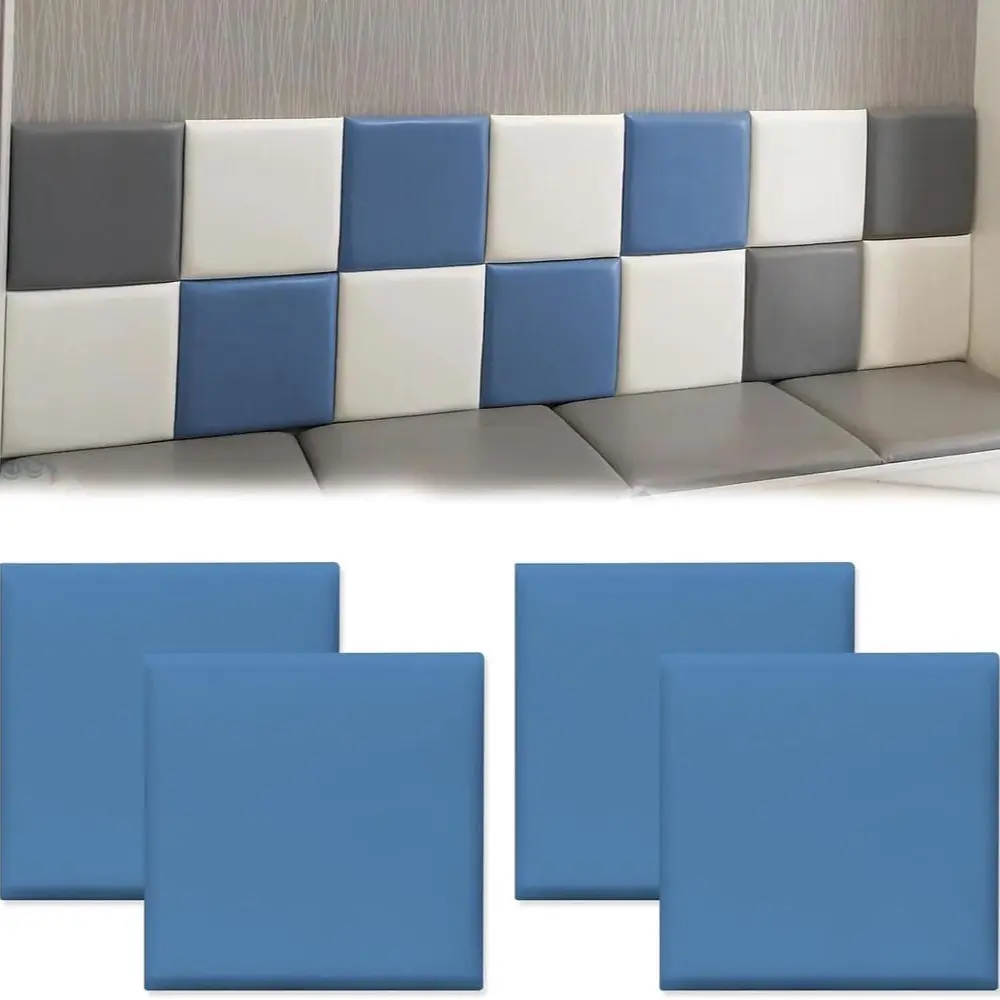 Self-Adhesive Leather Soft Padding Kids Room Nursery Wall Surround PU Texture Wall Board Bedside Guard Anti-Collision Corner Protectors Easy Installation Design