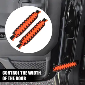 [Door Check Straps for Jeep] X AUTOHAUX 2pcs Door Strap Swing Doors Limiting Check Straps Nylon for Jeep Wrangler TJ JK JKU JL JLU YJ for Gladiator JT 2/ 4 Door 87-21 Black Orange