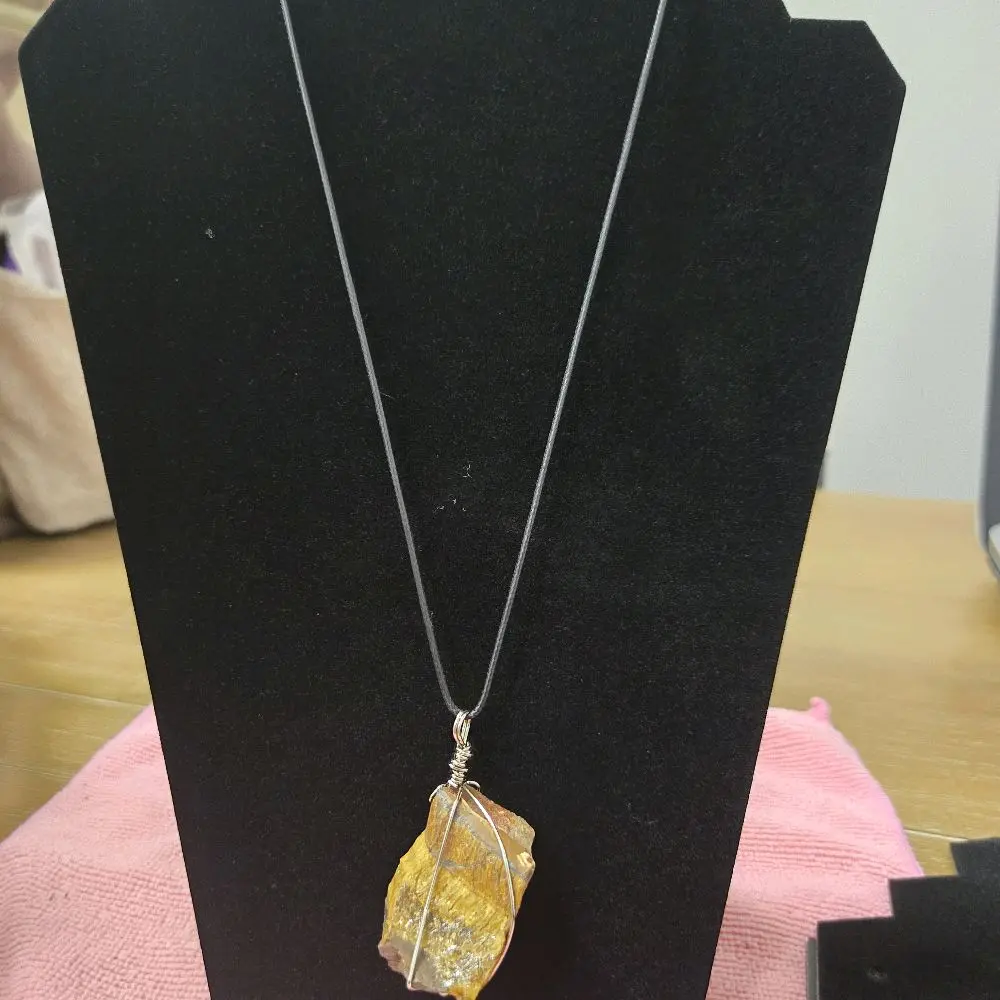 raw wire wrapped tigers eye pendant