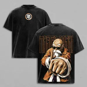 Master Roshi - DBZ Turtle Hermit Double Printed Graphic Tee, Heavy Cotton Oversized Shirt, Vintage Washed Streetwear For Men, Gift For Anime Lovers And DBZ Fans