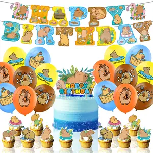 Capybara Themed Birthday Party Decoration Capybara Internet celebrity Capybara Birthday Flag Cake Plug Balloon Spin