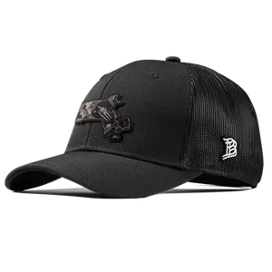 Massachusetts Camo Curved Trucker