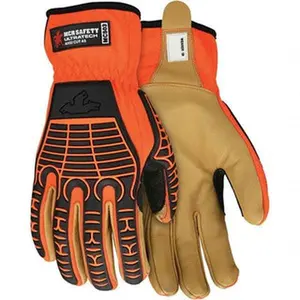 MCR Safety Cut Resistant Gloves, Size S, ANSI Cut Level A5, Abrasion Level 4, Uncoated, Dyneema Diamond Lining, Slip-On Cuff, Orange/Gold, Paired Set MC503S