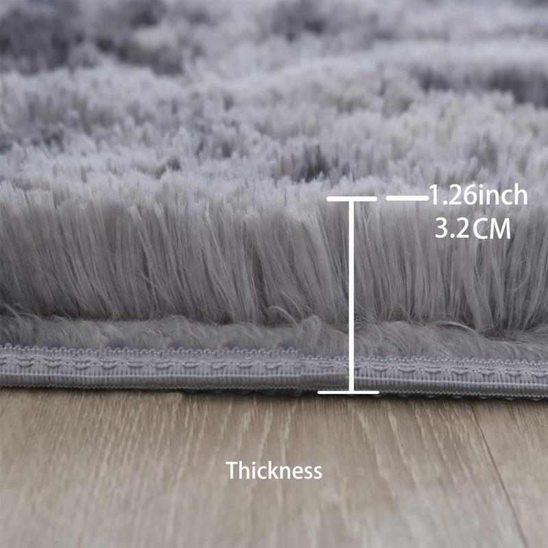 Modern Long Pile Polyester Fiber Rug, Fluffy Modern Rug, Rectangular Carpet for Living Room & Bedroom, Home Use, Multiple Sizes Available