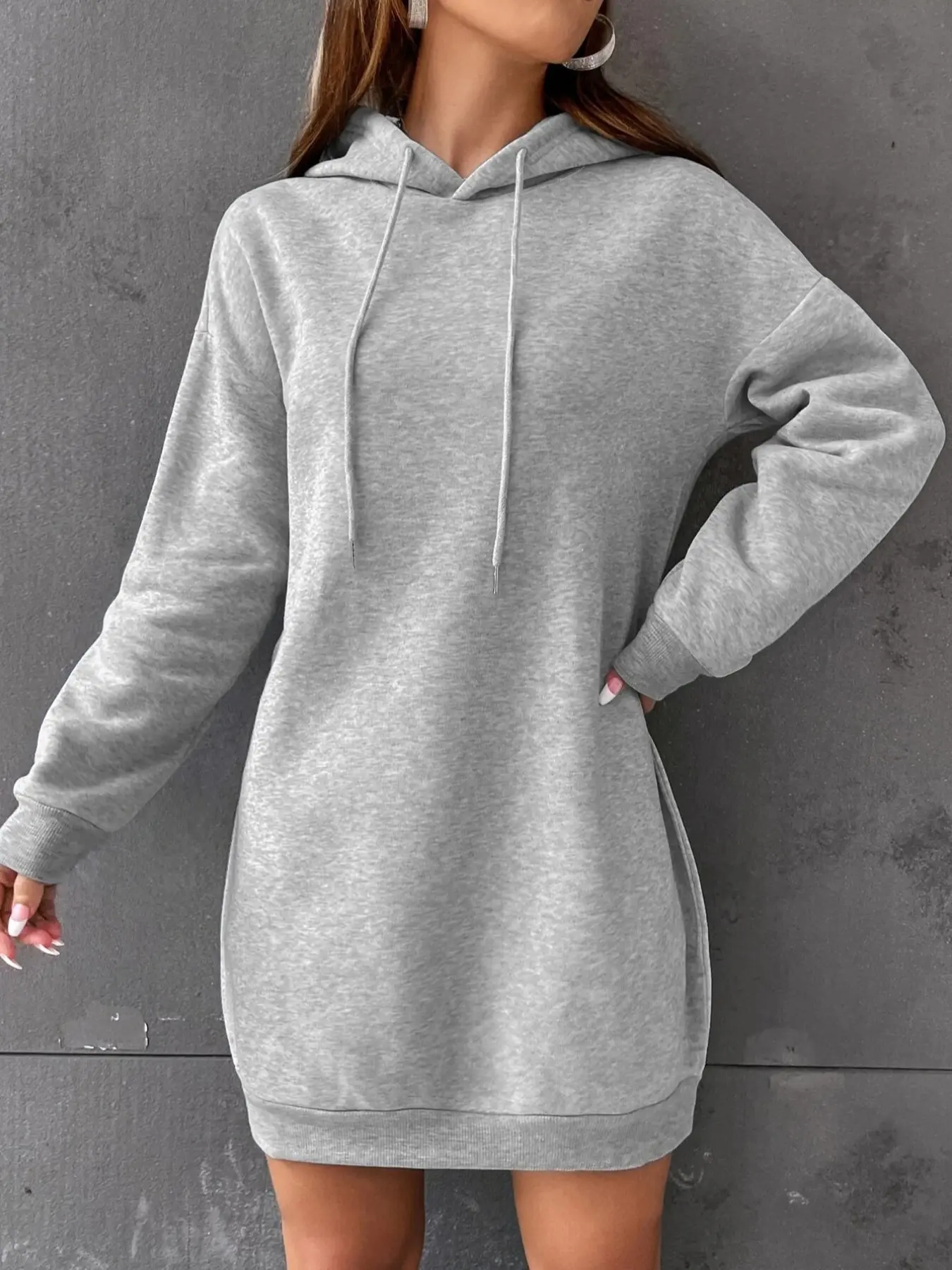 Women's Fall Winter Thick Adjustable Drawstring Hooded Dress, Sporty Plain Fitted Long Sleeve Womenswear, Casual Short Hoodie Dress for Women Piece - TikTok Shop Women's Fall Winter Thick Adjustable Drawstring Hooded Dress, Sporty Plain Fitted Long Sleeve Womenswear, Casual Short Hoodie Dress for Women Piece - TikTok Shop