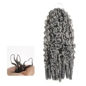 QVR Burmese Curly Salt Pepper Crochet Hair Natural Black Machine Made Feather Crochet Human Hair Extension