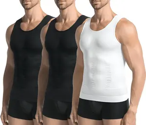 3 Pack Compression Shirt Men Slimming Body Shaper Tummy Control Vest Workout Tank Top Shapewear