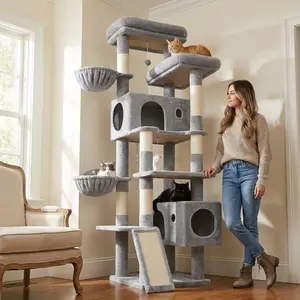 Upgrade to the Globlazer S77c!  77" Tall Cat Tree with a smart space-saving design. Includes 2 condos and 2 hammocks for your big cats.