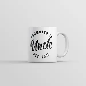 Promoted to Uncle 2025 Mug Funny Sarcastic Family New Baby Graphic Novelty Coffee Cup - 11oz Funny Coffee Mugs Ceramic Printed Drinkware Cup