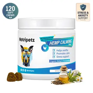 NutriPetz Hemp Calming Chews for Dogs | 120 Soft Chews for Stress Relief, Separation Anxiety, Travel, Vet Visits & Fireworks