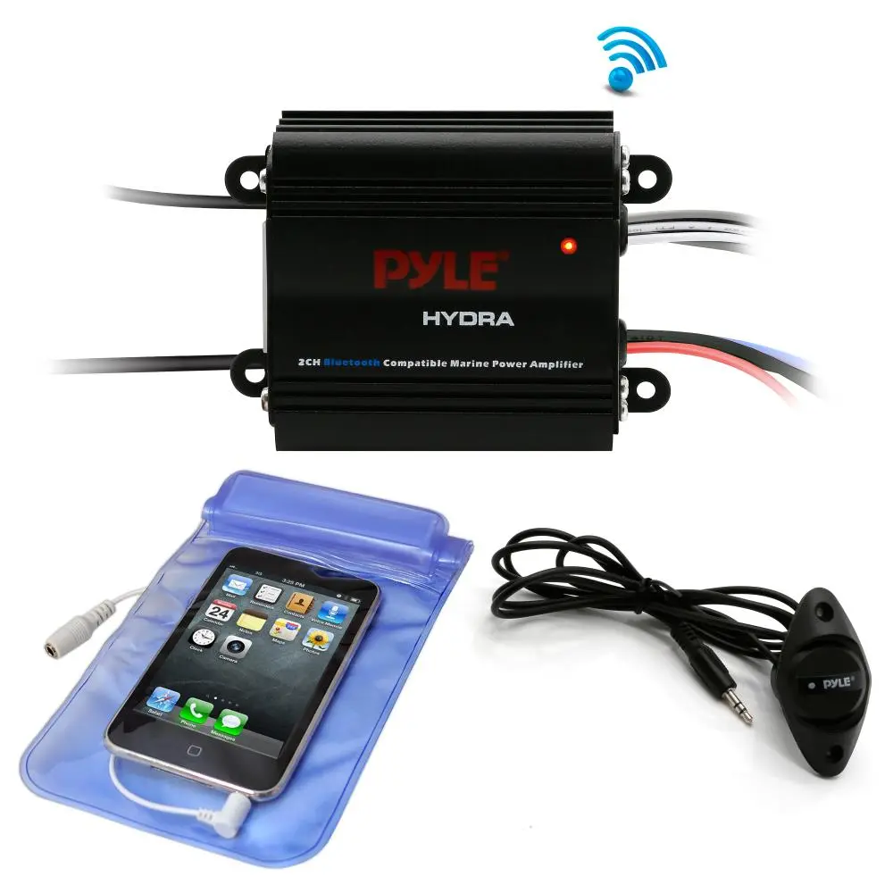 200W Waterproof Compact Vehicle Amplifier - Bluetooth Wireless Portable Multimedia Car Audio Amplifier for Boat, Tablet, Smartphone
