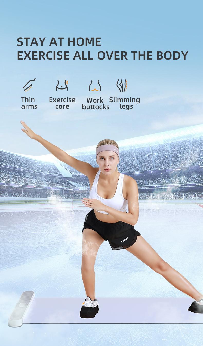 LEXI Home Sliding Mat Full Body Training Silent PU Glide Surface V Shape Ski & Side Slide Workouts Includes Shoe Covers No Gym Needed Core & Leg Training