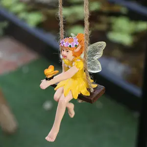 Fairy Swing Resin Statue, Butterfly Interaction Feature, Perfect Hanging Decor, Valentine's Day, Christmas, Fairy Tale Theme Gift