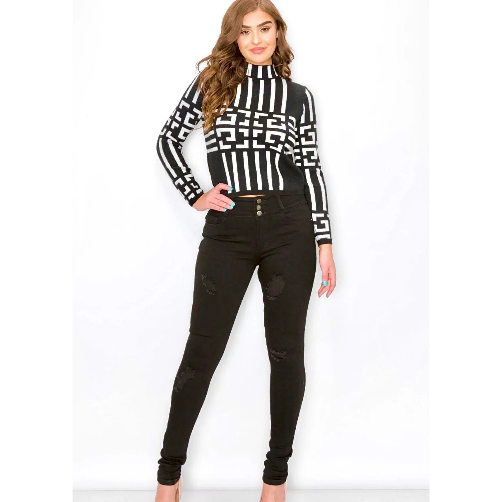 Black Jeans - High Waist Vinizbena Jeans YF5196-B12
