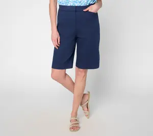 Susan Graver Weekend Petite Stretch Cotton Bermuda Short