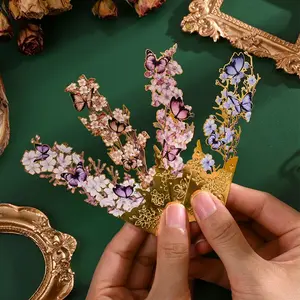 Vintage Floral Metal Bookmark, Oil Painting Style Hollow Out Design, Tassel Decorative Stationery Gift, Ideal for Book Lovers and Writers