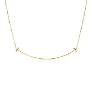 Pre-owned Tiffany T Smile Pendant in Yellow/rose Gold, Large model