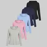 Women's 5-Piece Fitted Soft Sports Hoodie Set - Long-Sleeve Tops, Multiple Colors, for Workouts & Casual Wear, Everyday Basic Sports Top