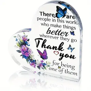 Thank You Appreciation Acrylic Heart Keepsake - Collectible Figurine, No Electricity Required, for Friends, Teachers, Coworkers, Bosses, Volunteers, Nurses, Doctors