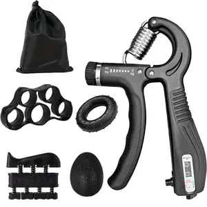 5-in-1 Adjustable Hand Grip Strengthener with Counter, Workout Hand Gripper – Finger & Forearm Trainer, Wrist Muscle Exerciser for Home Gym and Climbing, Best Christmas Gift