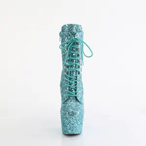 7 Inch Heel ADORE-1020GWR Turquoise Glitter