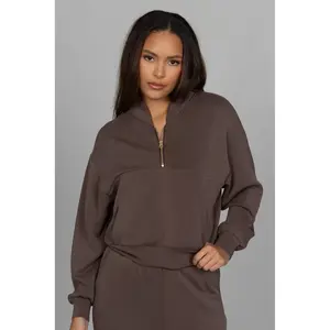 Mocha LuxeSoft Lounge Quarter Zip