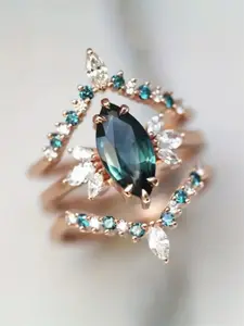 3 Pcs/Set Gorgeous Cubic Zirconia Ring Set Stackable Rings For Women For Wedding Engagement Anniversary Jewelry Valentine's Day Gift