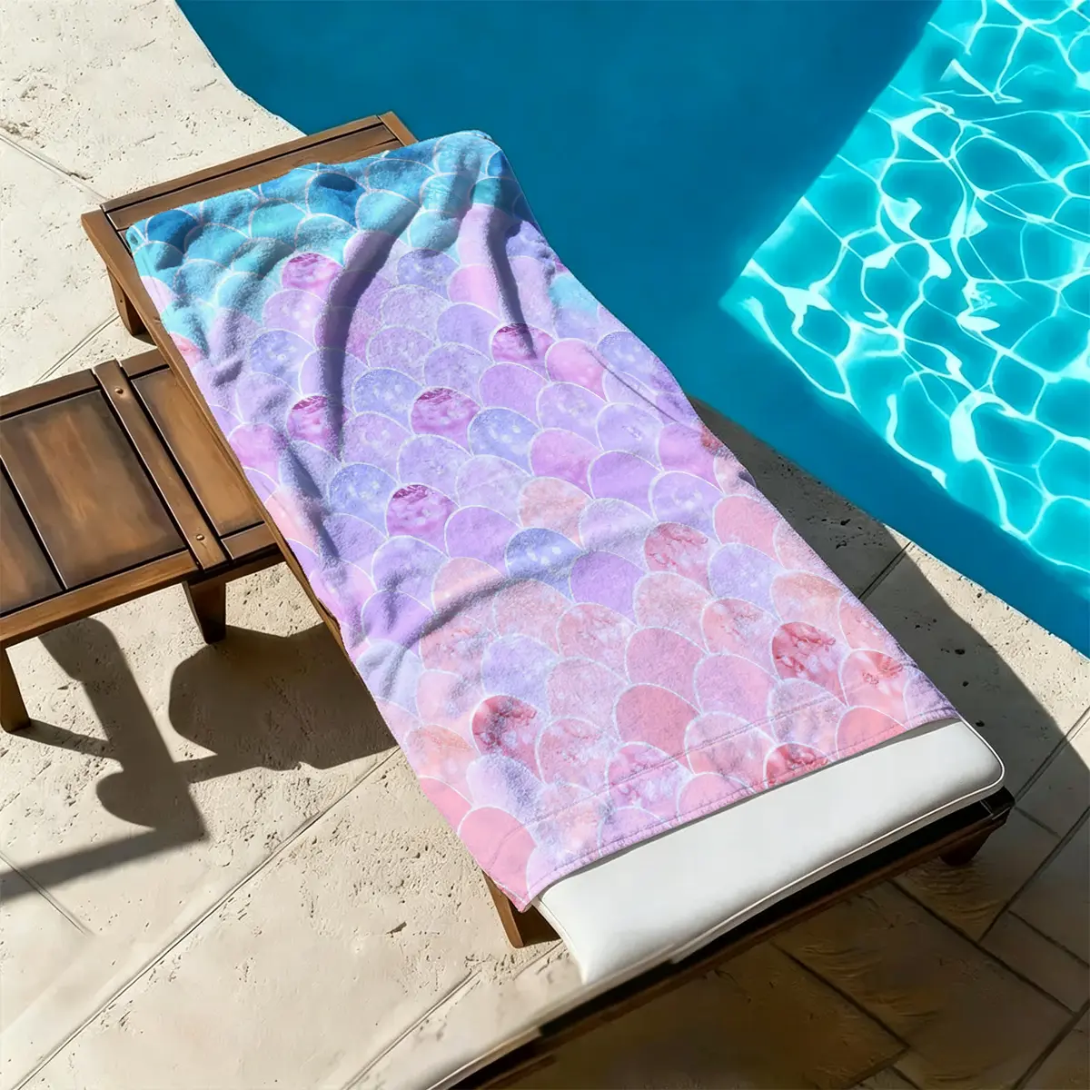 Pastel Mermaid Scale Beach Towel, Pink & Blue Ombre Microfiber Quick Dry Sand-Free Towel, Soft Absorbent Pool & Bath Towel for Beach, Travel & Vacation, 20×40in / 28×55in / 31×71in