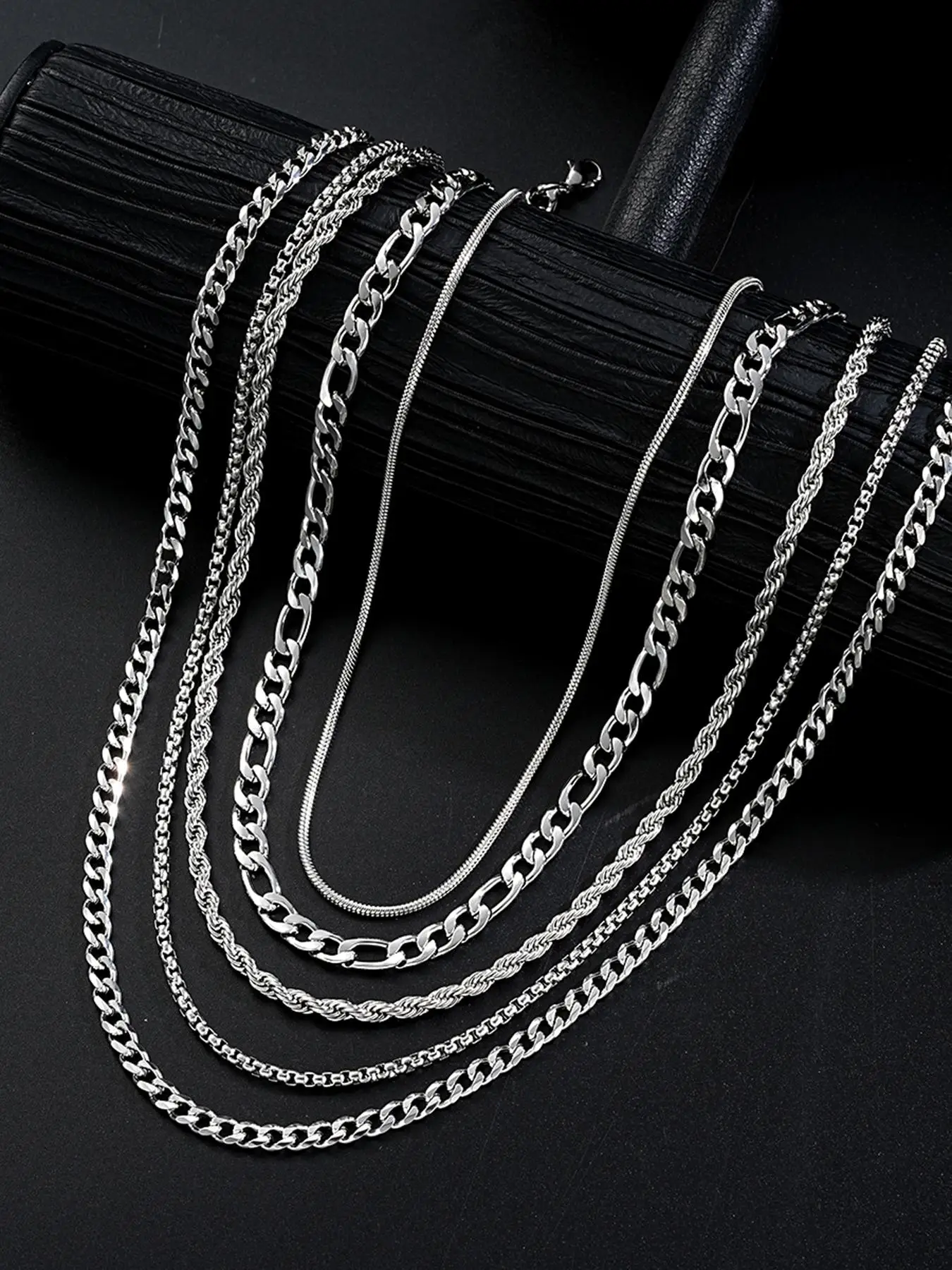 Men's Rope Chain Cuban Link Stainless Steel Necklace, Casual Street Hip Hop Cuban Chain Necklace, Punk Style Cubanchain Jewelry for Fall Festival Part