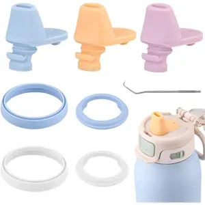 2 Sets ubber Seal Replacement for Ello Pop & Fill Stainless Steel Water Bottle，3 pcs Water Bottle Mouthpiece for Ello Pop & Fill Water Bottle，for 22oz、32oz、40oz Ello Pop & Fill