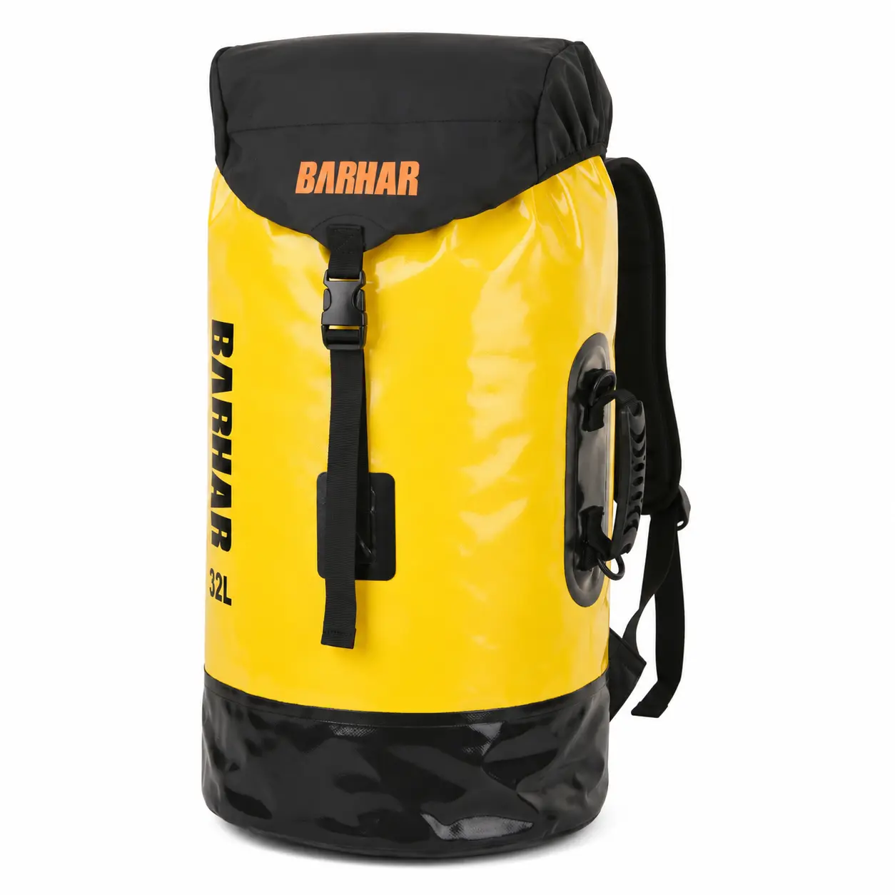 BARHAR 32L Waterproof Gear Bag, Heavy Duty PVC Mesh Dry Backpack with Padded Shoulder Straps, Drawcord Closure for Camping, Hiking, Fishing, Rope Storage & Outdoor Work