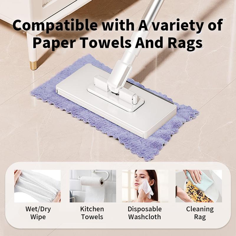 Automatic Hand-Free Mop System with Single-Click Fabric Change, Heavy-Duty Abs Structure, Space-Saving Design, Ideal for Kitchen & Bathroom, Lightweight Flat Mop
